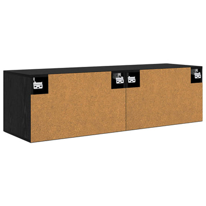 Wandkast 2 st 120 x 36,5 x 35 cm Bewerkt hout Zwart eiken