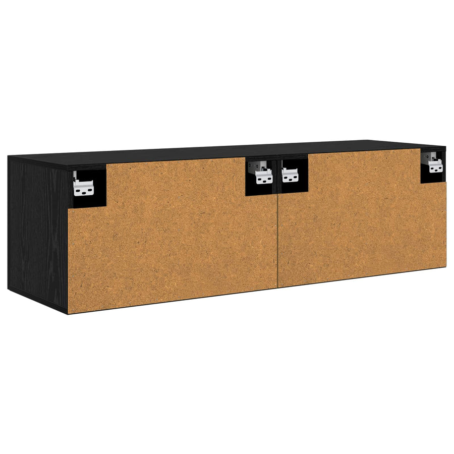 Wandkast 2 st 120 x 36,5 x 35 cm Bewerkt hout Zwart eiken
