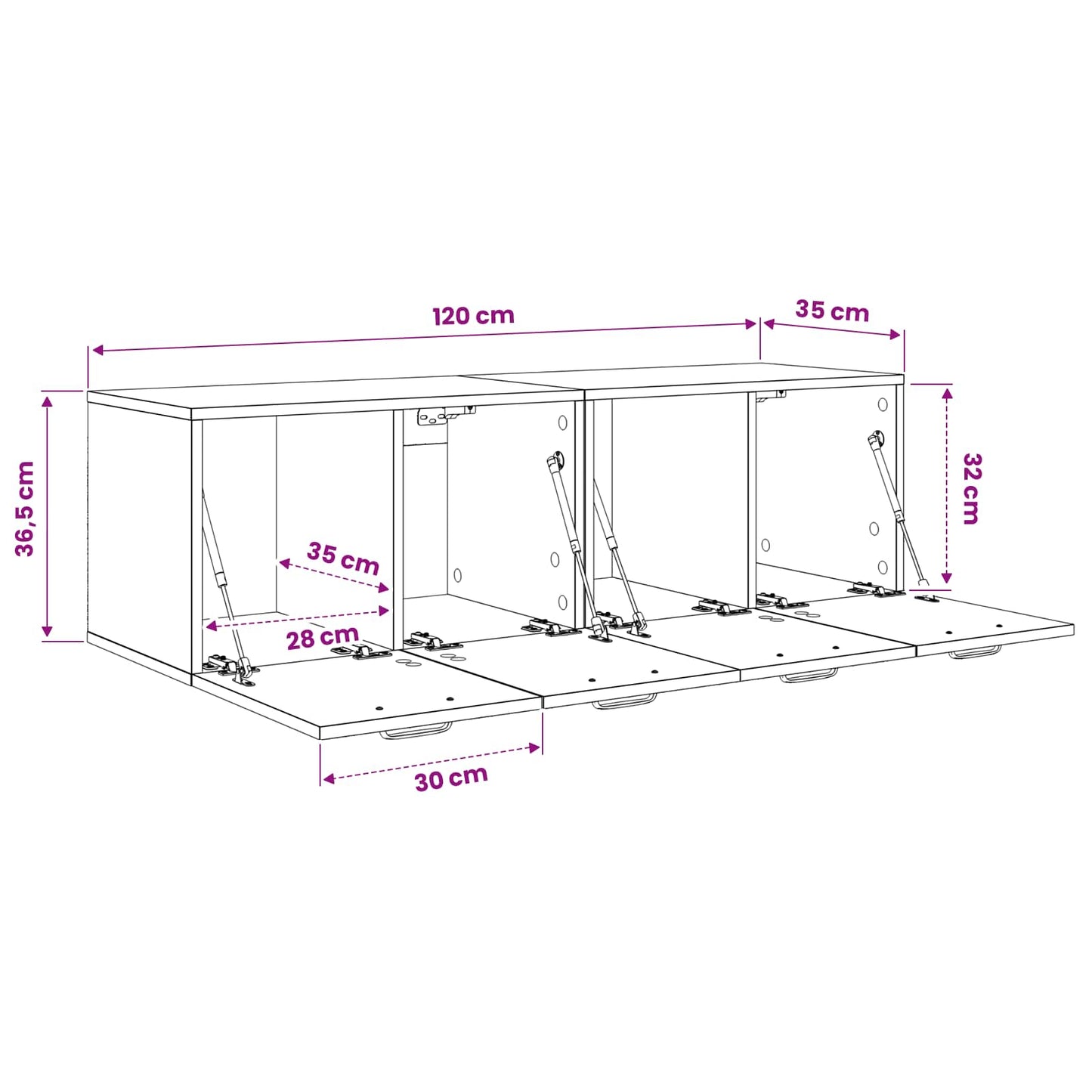 Wandkast 2 st 120 x 36,5 x 35 cm Bewerkt hout Zwart eiken