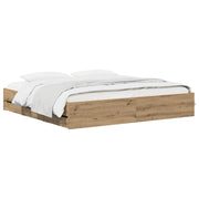Bedframe 180x200 cm opbergruimte artisanaal eiken