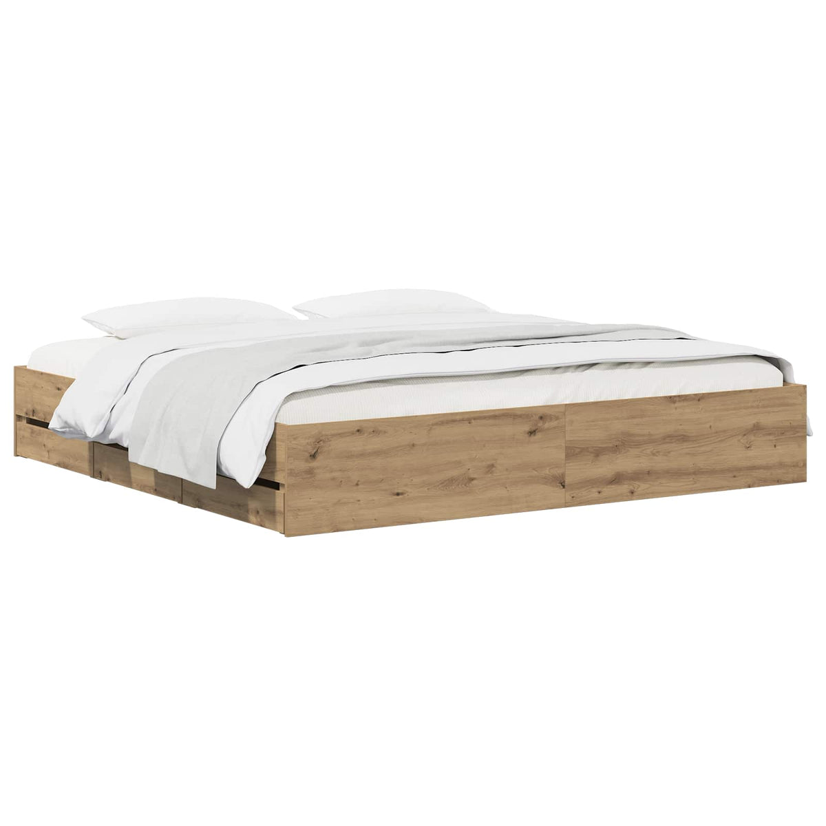 Bedframe met opslag Artisanaal eiken 180 x 200 cm Bewerkt hout