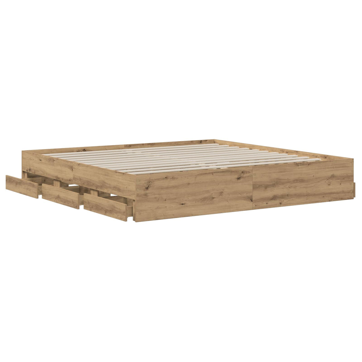 Bedframe met opslag Artisanaal eiken 180 x 200 cm Bewerkt hout