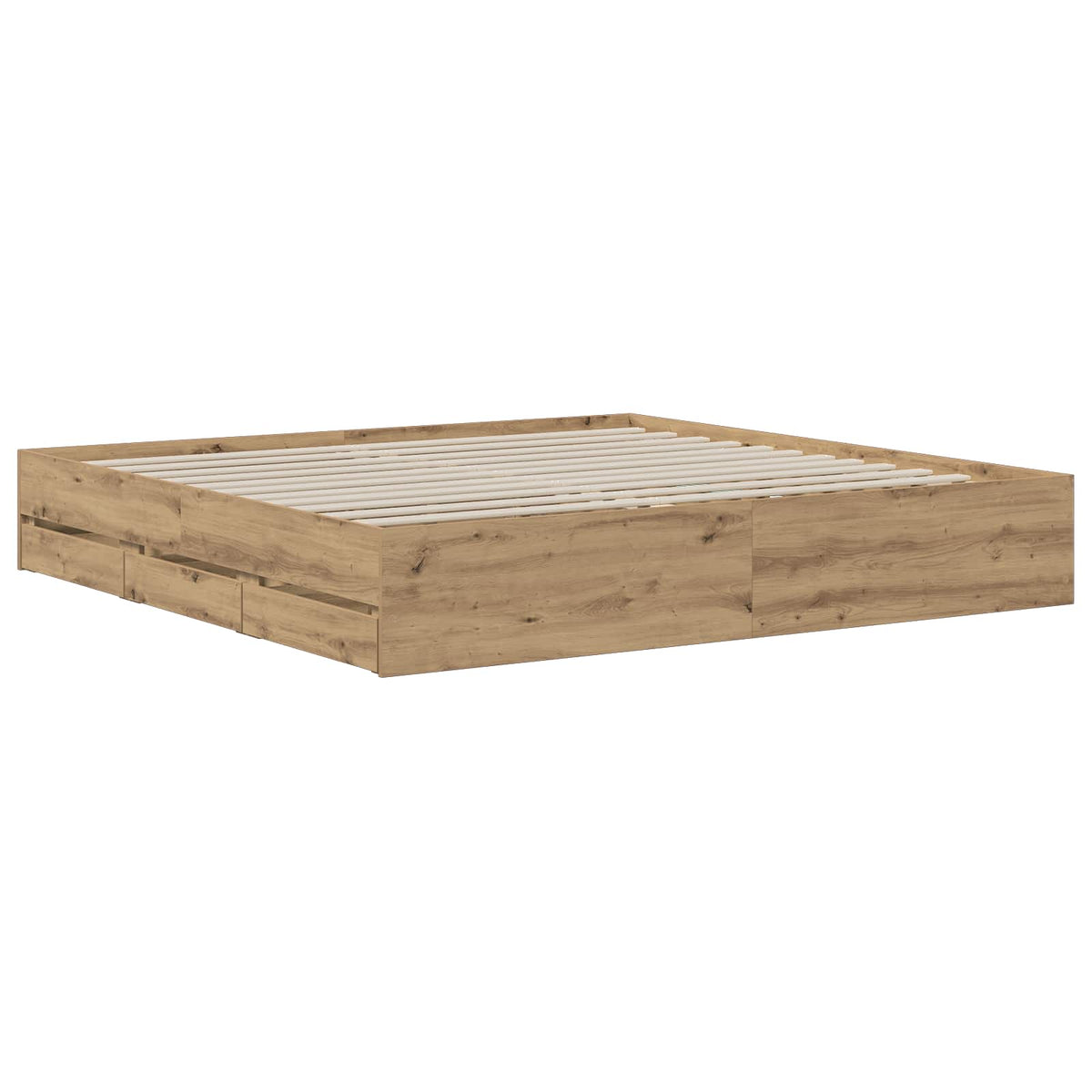 Bedframe met opslag Artisanaal eiken 180 x 200 cm Bewerkt hout
