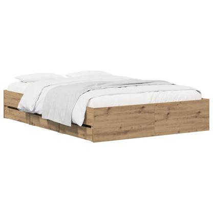 Bedframe met opslag Artisan eiken 150 x 200 cm Bewerkt hout