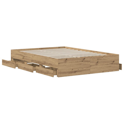 Bedframe met opslag Artisan eiken 150 x 200 cm Bewerkt hout