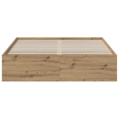 Bedframe met opslag Artisan eiken 150 x 200 cm Bewerkt hout