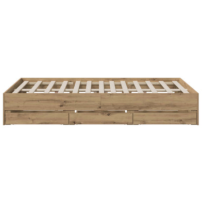 Bedframe met opslag Artisan eiken 150 x 200 cm Bewerkt hout
