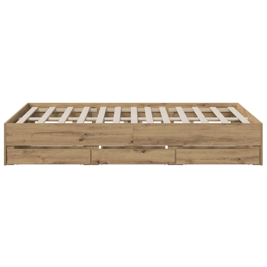 Bedframe met opslag Artisan eiken 150 x 200 cm Bewerkt hout