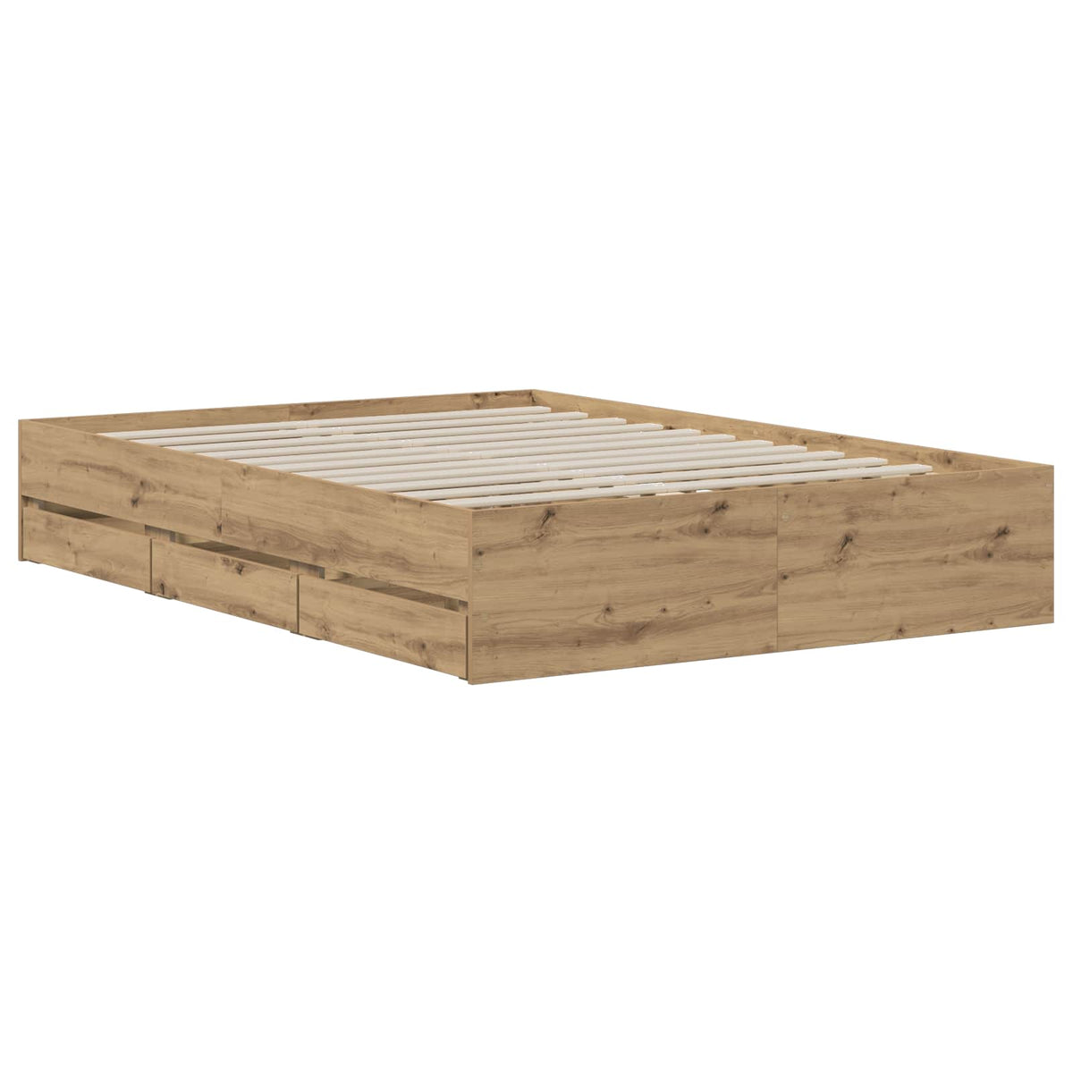 Bedframe met opslag Artisanaal eiken 120 x 200 cm Bewerkt hout