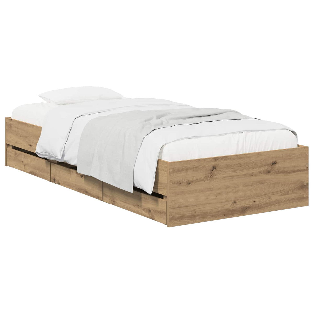 Bedframe met opslag Artisanaal eiken 90 x 200 cm Bewerkt hout