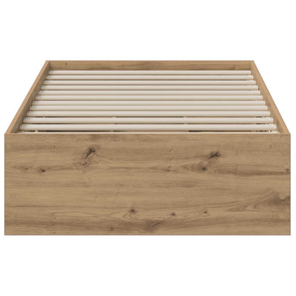 Bedframe met opslag Artisanaal eiken 90 x 200 cm Bewerkt hout