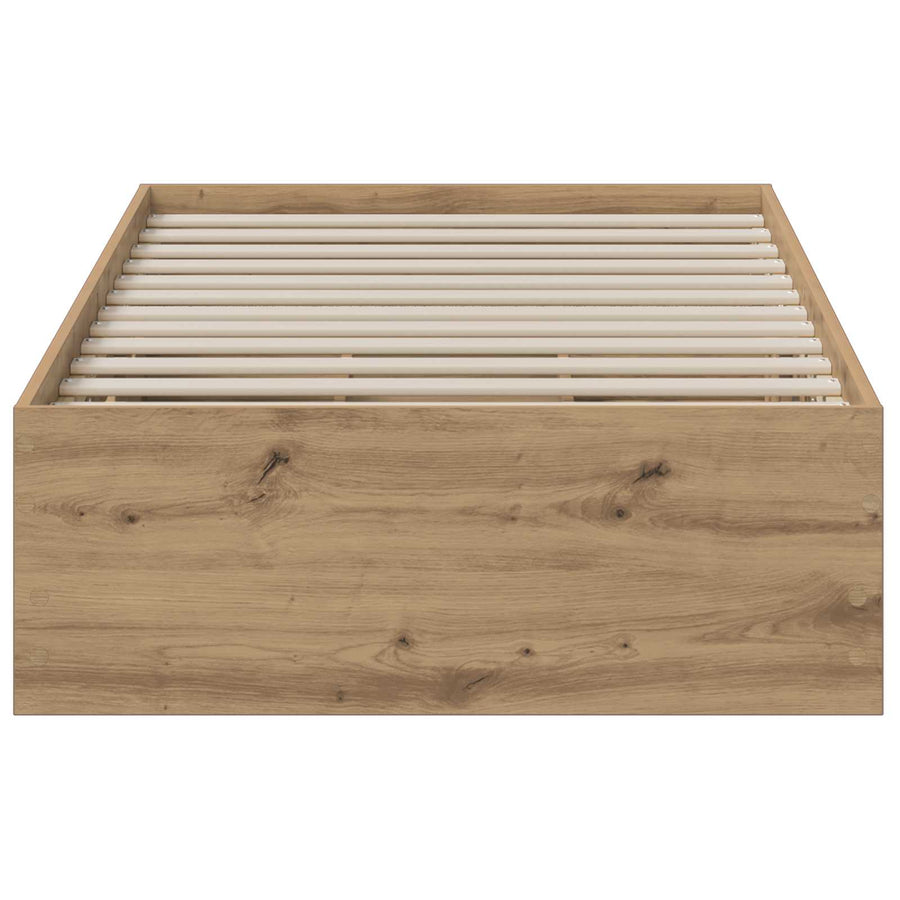 Bedframe met opslag Artisanaal eiken 90 x 200 cm Bewerkt hout