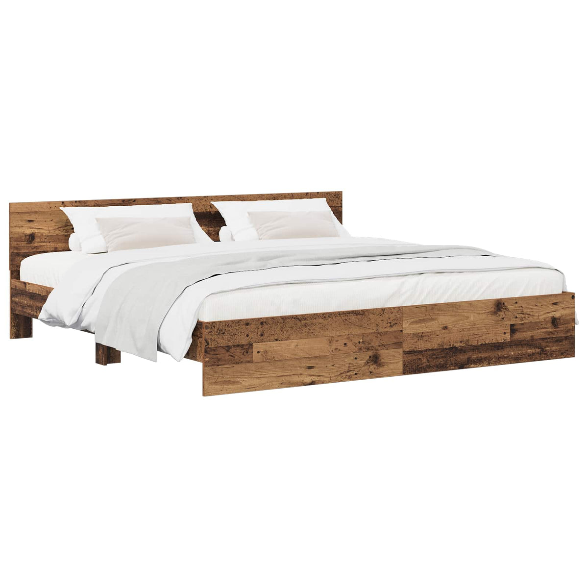 Bedframe met Hoofdeinde Oud hout 200 x 200 cm Bewerkt hout