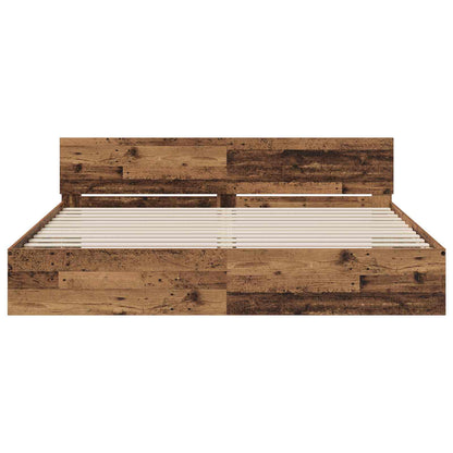 Bedframe met Hoofdeinde Oud hout 200 x 200 cm Bewerkt hout