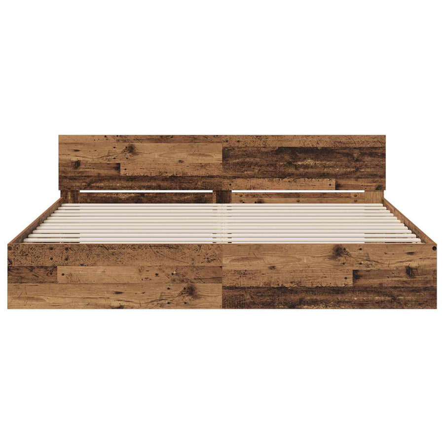 Bedframe met Hoofdeinde Oud hout 200 x 200 cm Bewerkt hout