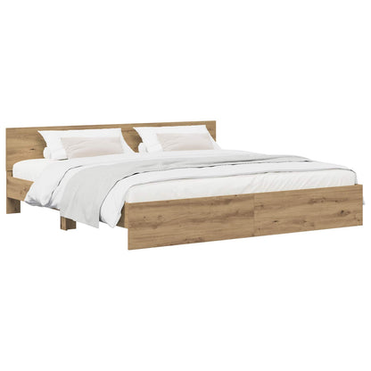 Bedframe met Hoofdeinde Artisanaal eiken 200 x 200 cm