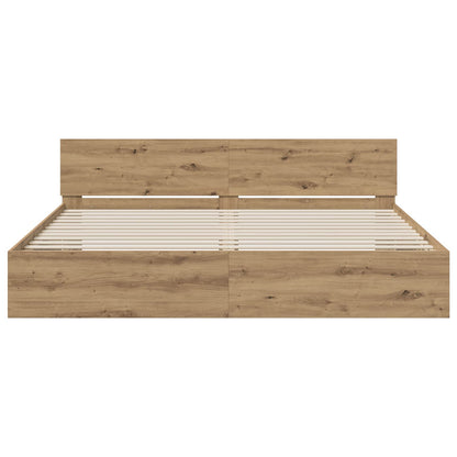 Bedframe met Hoofdeinde Artisanaal eiken 200 x 200 cm