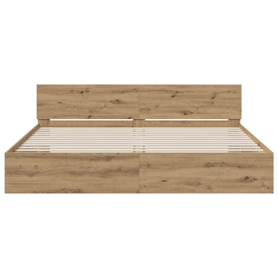 Bedframe met Hoofdeinde Artisanaal eiken 200 x 200 cm