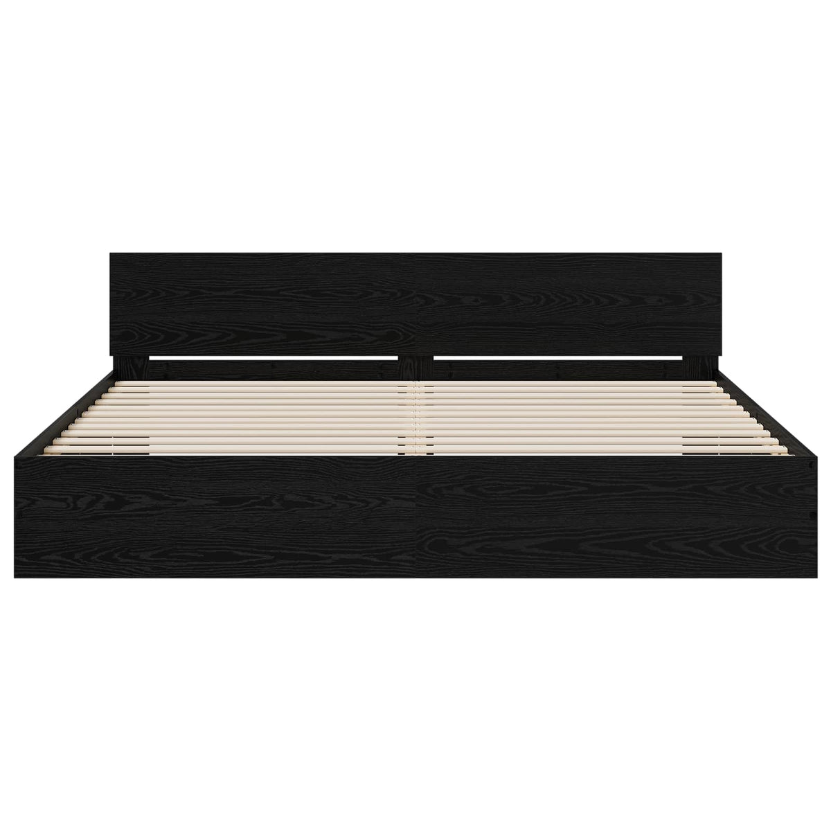 Bedframe met Hoofdeinde Zwart eiken 200 x 200 cm Bewerkt hout
