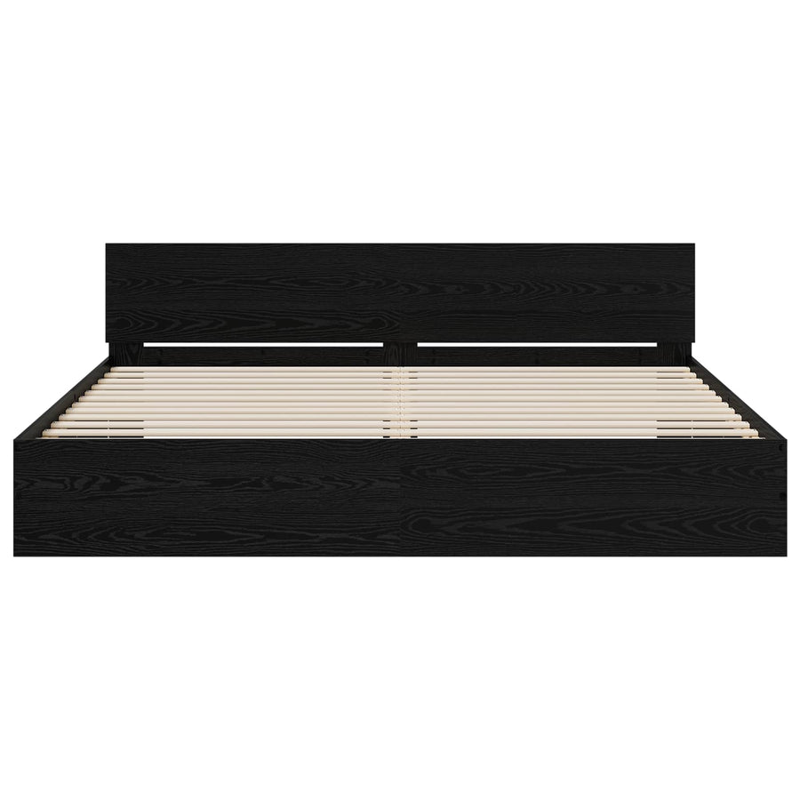 Bedframe met Hoofdeinde Zwart eiken 200 x 200 cm Bewerkt hout