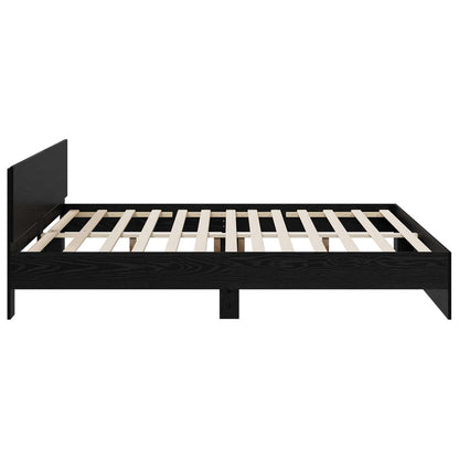 Bedframe met Hoofdeinde Zwart eiken 200 x 200 cm Bewerkt hout