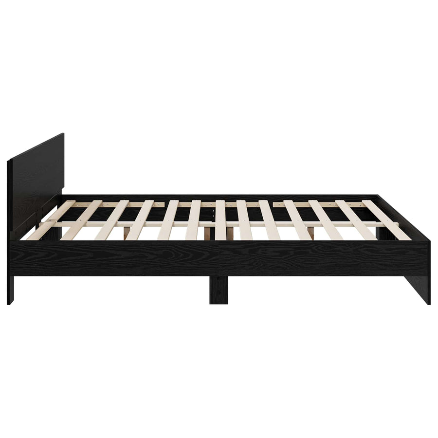 Bedframe met Hoofdeinde Zwart eiken 200 x 200 cm Bewerkt hout