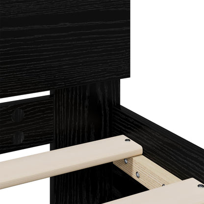 Bedframe met Hoofdeinde Zwart eiken 160 x 200 cm Bewerkt hout