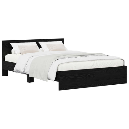 Bedframe met Hoofdeinde Zwart eiken 160 x 200 cm Bewerkt hout