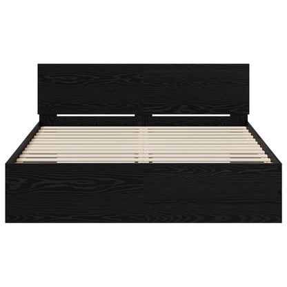 Bedframe met Hoofdeinde Zwart eiken 160 x 200 cm Bewerkt hout