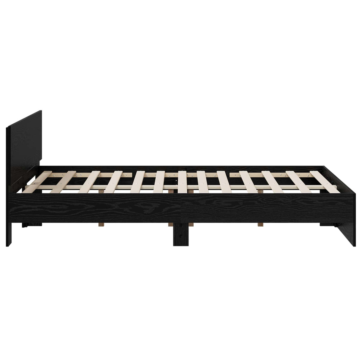 Bedframe met Hoofdeinde Zwart eiken 160 x 200 cm Bewerkt hout