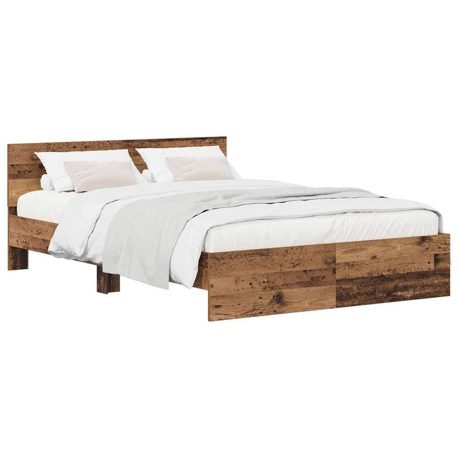 Bedframe met Hoofdeinde Oud hout 140 x 200 cm Bewerkt hout