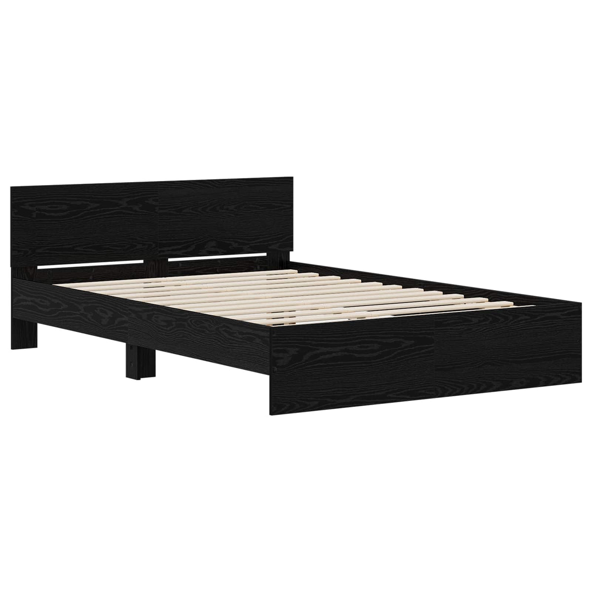 Bedframe met Hoofdeinde Zwart eiken 140 x 200 cm Bewerkt hout