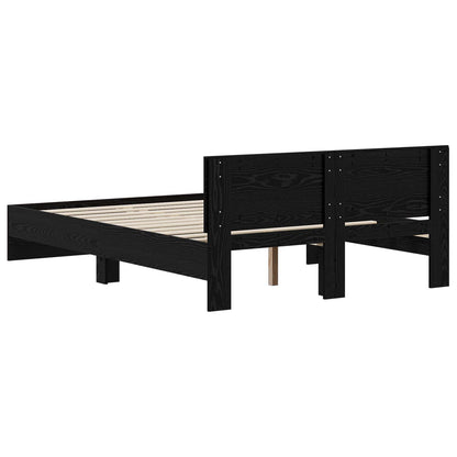 Bedframe met Hoofdeinde Zwart eiken 140 x 200 cm Bewerkt hout