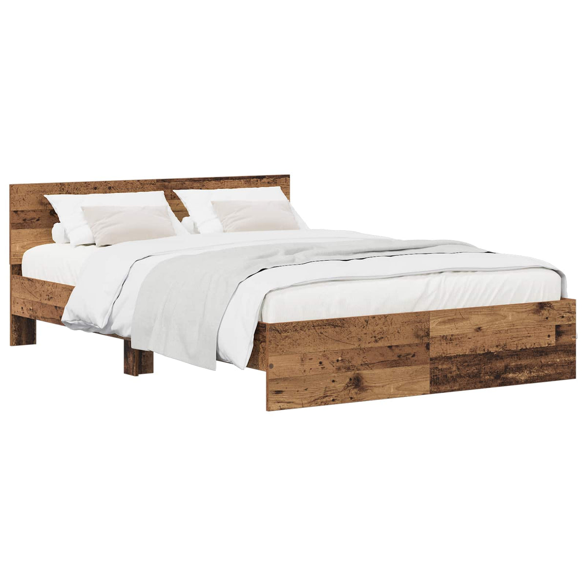 Bedframe met Hoofdeinde Oud hout 135 x 190 cm Bewerkt hout