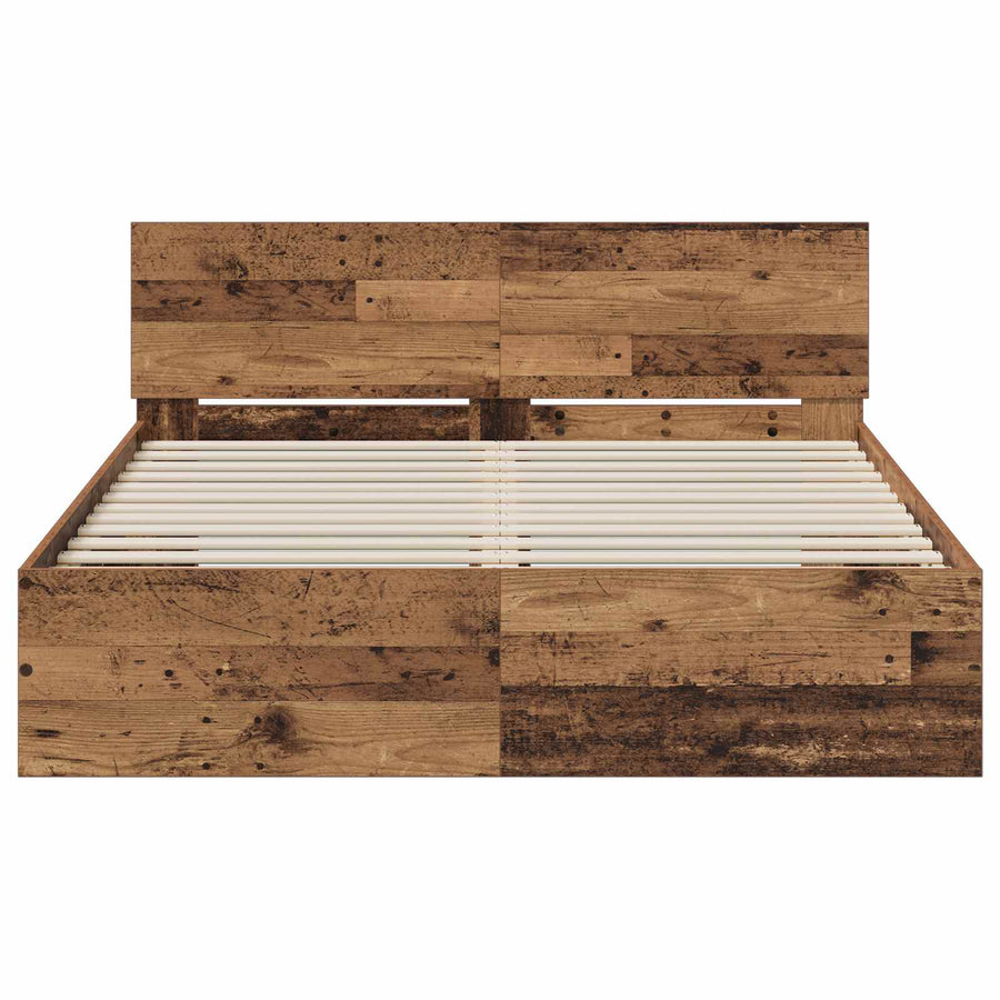 Bedframe met Hoofdeinde Oud hout 135 x 190 cm Bewerkt hout
