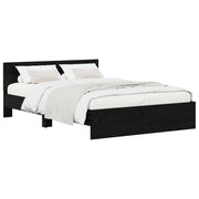 Bedframe zwart eiken 135x190 cm hoofdbord