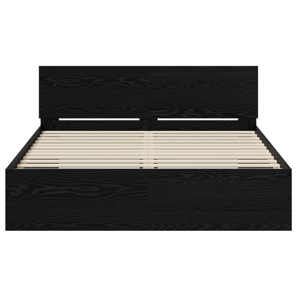 Bedframe met Hoofdeinde Zwart eiken 135 x 190 cm Bewerkt hout