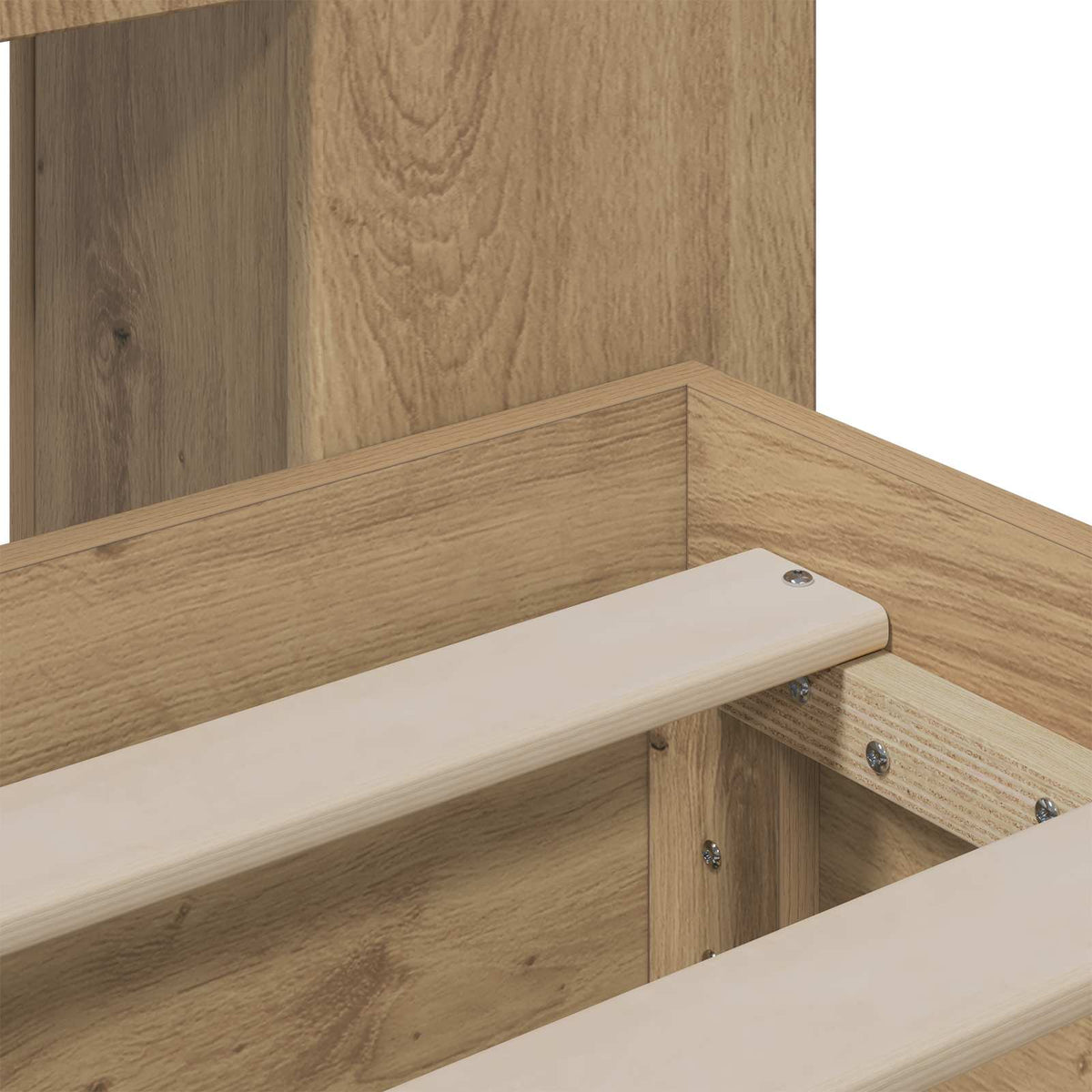 Bedframe met opbergruimte en hoofdbord Artisanaal eiken