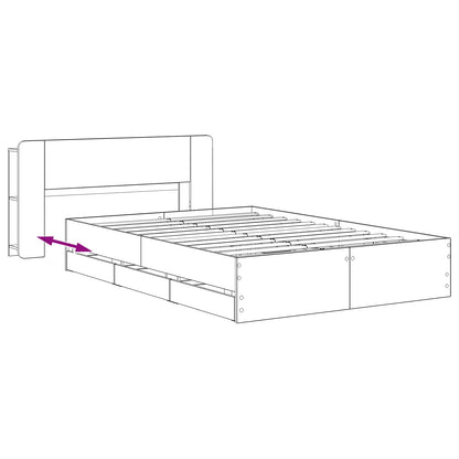 Bedframe met opbergruimte en hoofdbord Artisanaal eiken