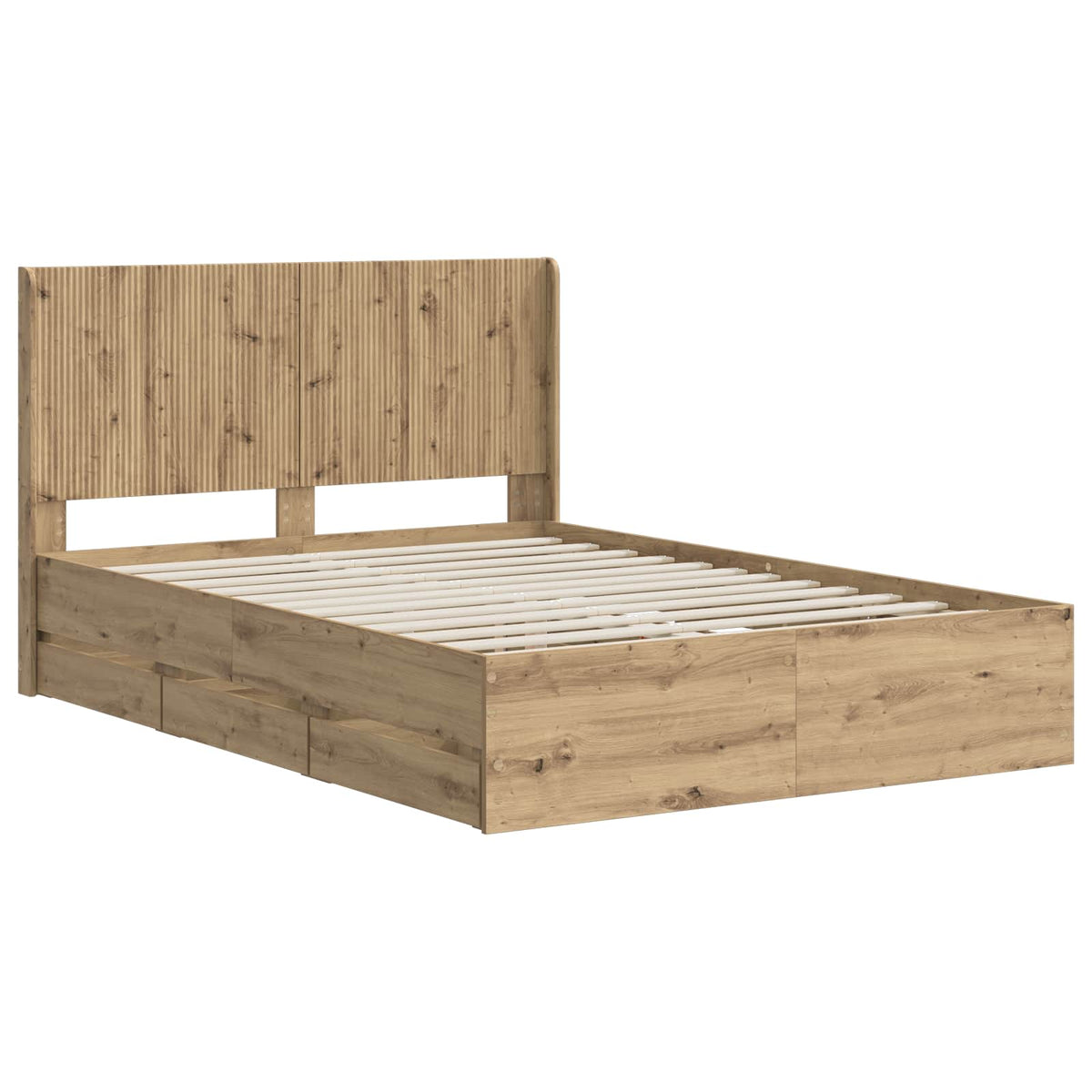 Bedframe met opbergruimte en hoofdbord Artisan Oak 120 x 200 cm
