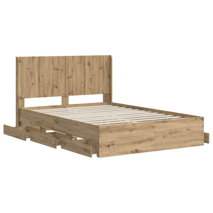 Bedframe met opbergruimte en hoofdbord Artisan Oak 120 x 200 cm
