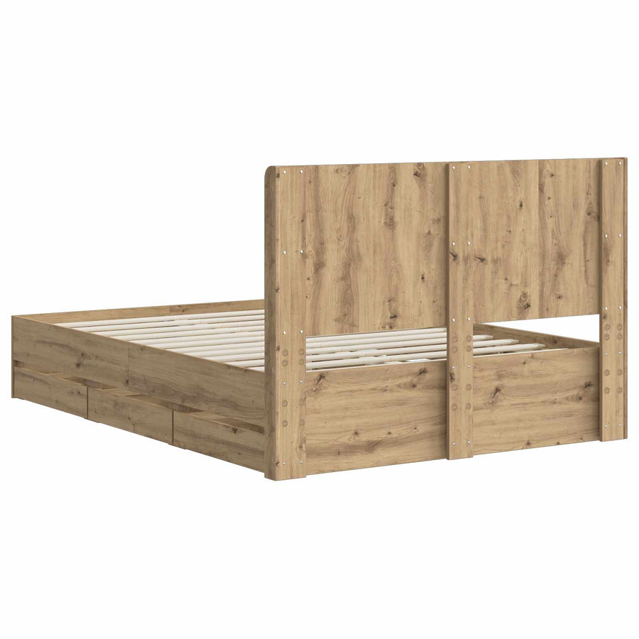 Bedframe met opbergruimte en hoofdbord Artisan Oak 120 x 200 cm