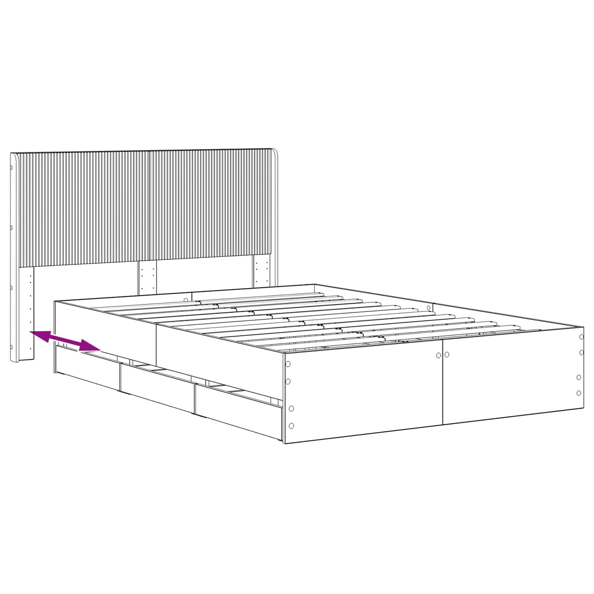 Bedframe met opbergruimte en hoofdbord Artisan Oak 120 x 200 cm