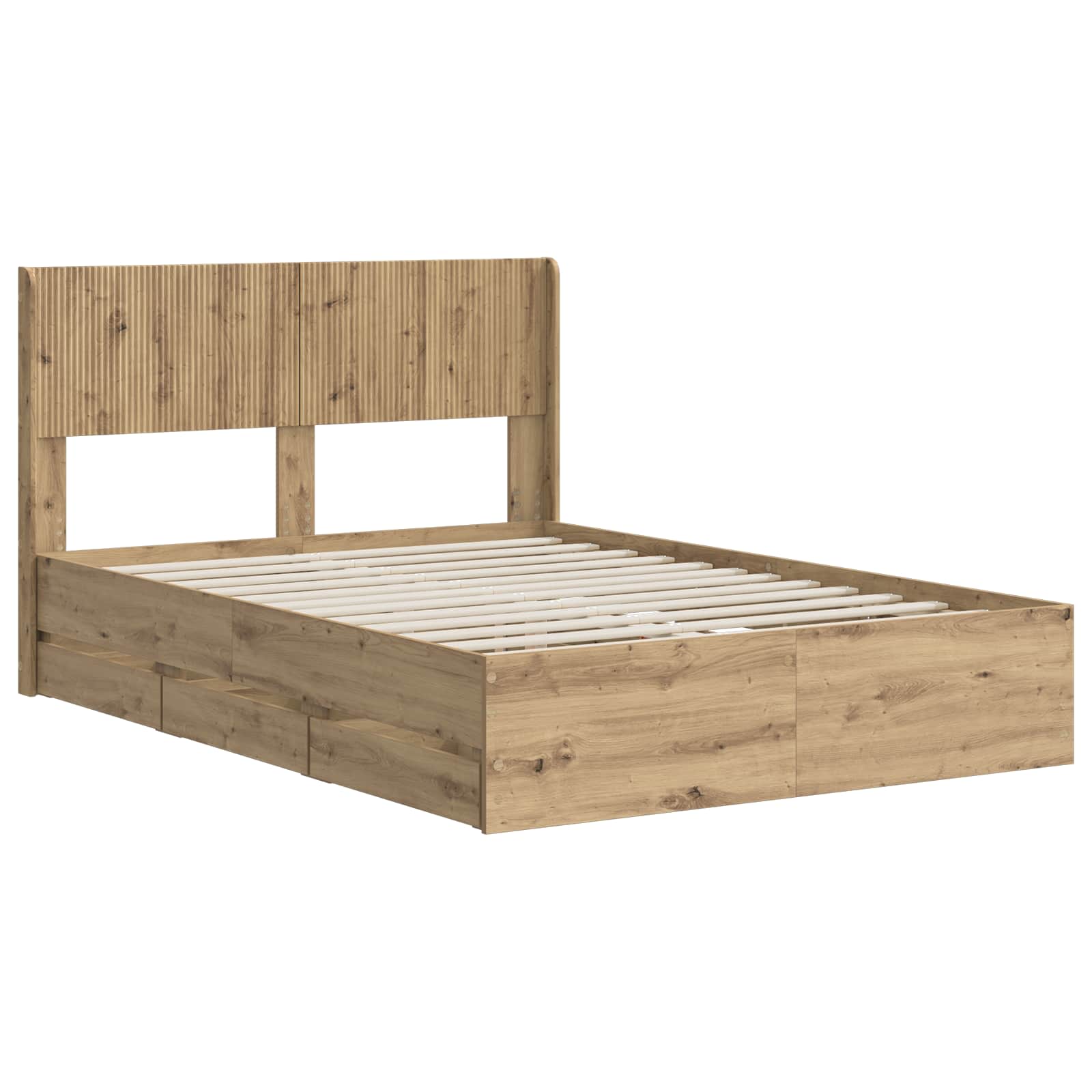 Bedframe met opbergruimte en hoofdbord Artisan Oak 120 x 200 cm