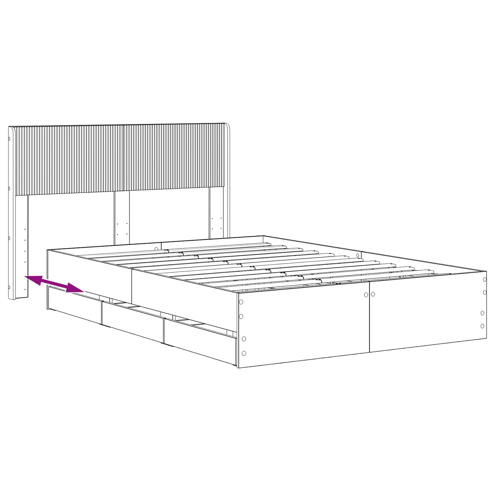 Bedframe met opbergruimte en hoofdbord Artisan Oak 120 x 200 cm