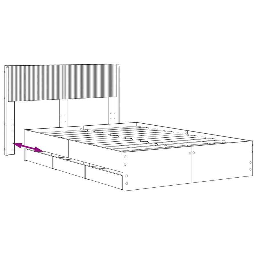 Bedframe met opbergruimte en hoofdbord Artisan Oak 120 x 200 cm