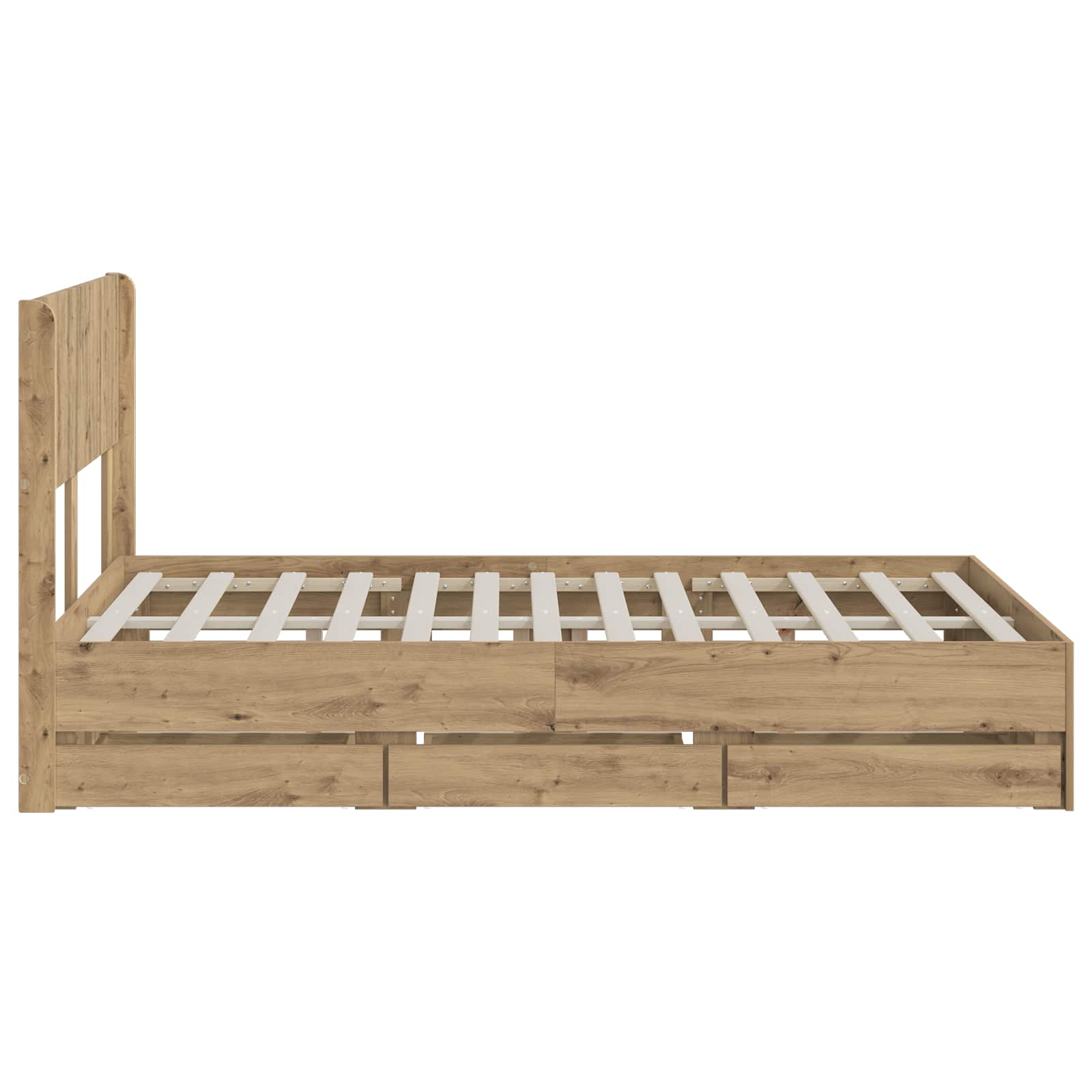 Bedframe met opbergruimte en hoofdbord Artisan Oak 120 x 200 cm