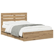 Bedframe 160x200 cm artisan oak met opbergruimte