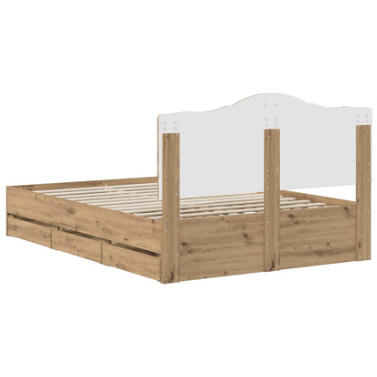 Bed Frame with Storage and Headboard Artisan Oak 160 x 200 cm