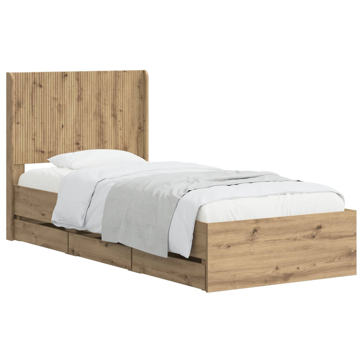 Bedframe met opbergruimte en hoofdbord Artisan Oak 90 x 200 cm